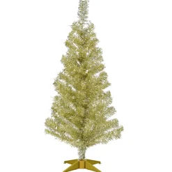 Fashion National Tree Company Artificial Christmas Tree, Champagne Gold Tinsel, Includes Stand, 3 Feet
