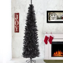 Artificial Christmas Tree, Black Tinsel, Includes Stand, 7 Feet^National Tree Company Store