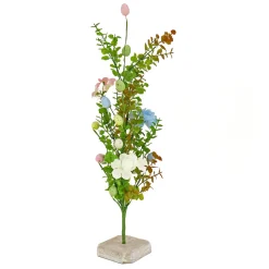 Fashion National Tree Company Artificial Decorative Tree, Decorated With Pastel Eggs, Flower Blooms, Includes Wooden Block Base, Easter Collection, 24 Inches
