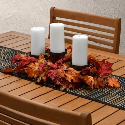 Best National Tree Company Artificial Fall Centerpiece, Three Candle Holders, Decorated With Maple Leaves, 22 In
