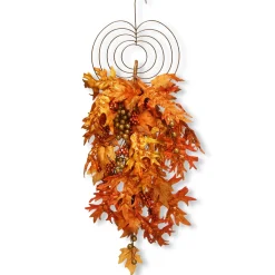 Hot National Tree Company Artificial Fall Teardrop Wall Decoration, Decorated With Berry Clusters, Maple Leaves, Autumn Collection, 36 In