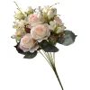 Best National Tree Company Artificial Floral Bouquet, Vine Stem Base, Decorated With Light Pink Rose Blooms, Seed Pods, Leafy Greens, Spring Collection, 19 Inches