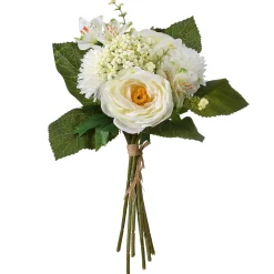 Hot National Tree Company Artificial Floral Bouquet, Vine Stem Base, Decorated With White Peonies And Rose Blooms, Berry Clusters, Leafy Greens, Spring Collection, 13 Inches