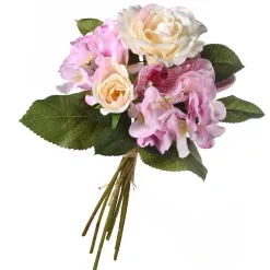 Cheap National Tree Company Artificial Floral Bouquet, Vine Stem Base, Decorated With Purple Roses And White Orchid Blooms, Leafy Greens, Spring Collection, 13 Inches
