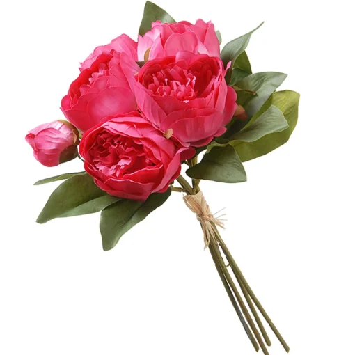 Clearance National Tree Company Artificial Floral Bouquet, Vine Stem Base, Decorated With Bright Pink Peony Blooms, Leafy Greens, Spring Collection, 14 Inches