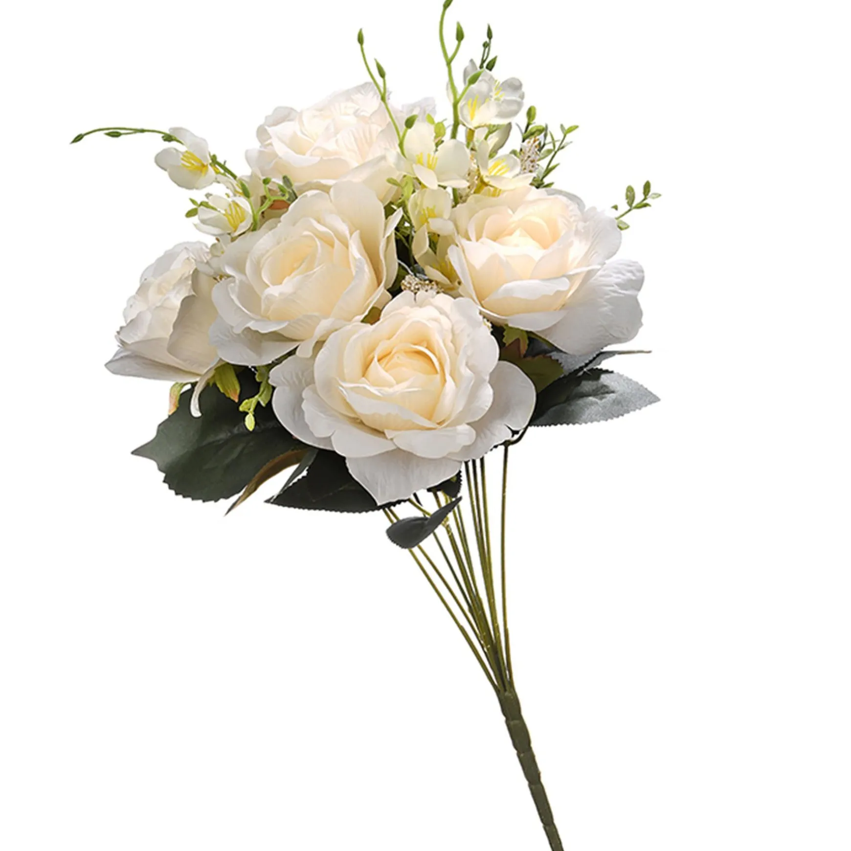 Discount National Tree Company Artificial Floral Bouquet, Vine Stem Base, Decorated With Cream Rose Blooms, Seed Pods, Leafy Greens, Spring Collection, 19 Inches