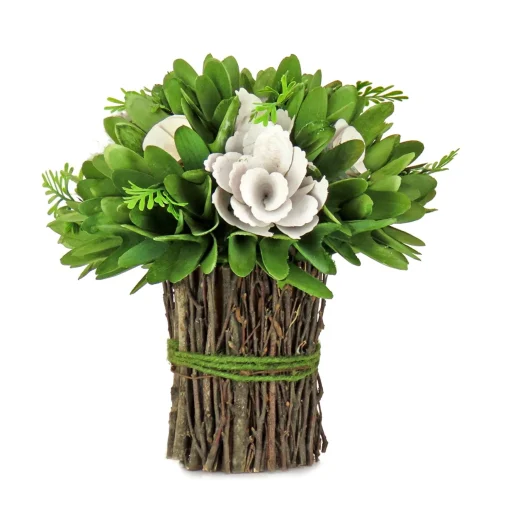 Sale National Tree Company Artificial Floral Bundle, Cream, Decorated With Floral Blooms, Twig Base, Spring Collection, 9 Inches