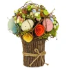 Sale National Tree Company Artificial Floral Bundle, Wooden Branch Base, Decorated With Assorted Flowers, Pastel Eggs, Seed Pods, Wicker, Easter Collection, 8 Inches