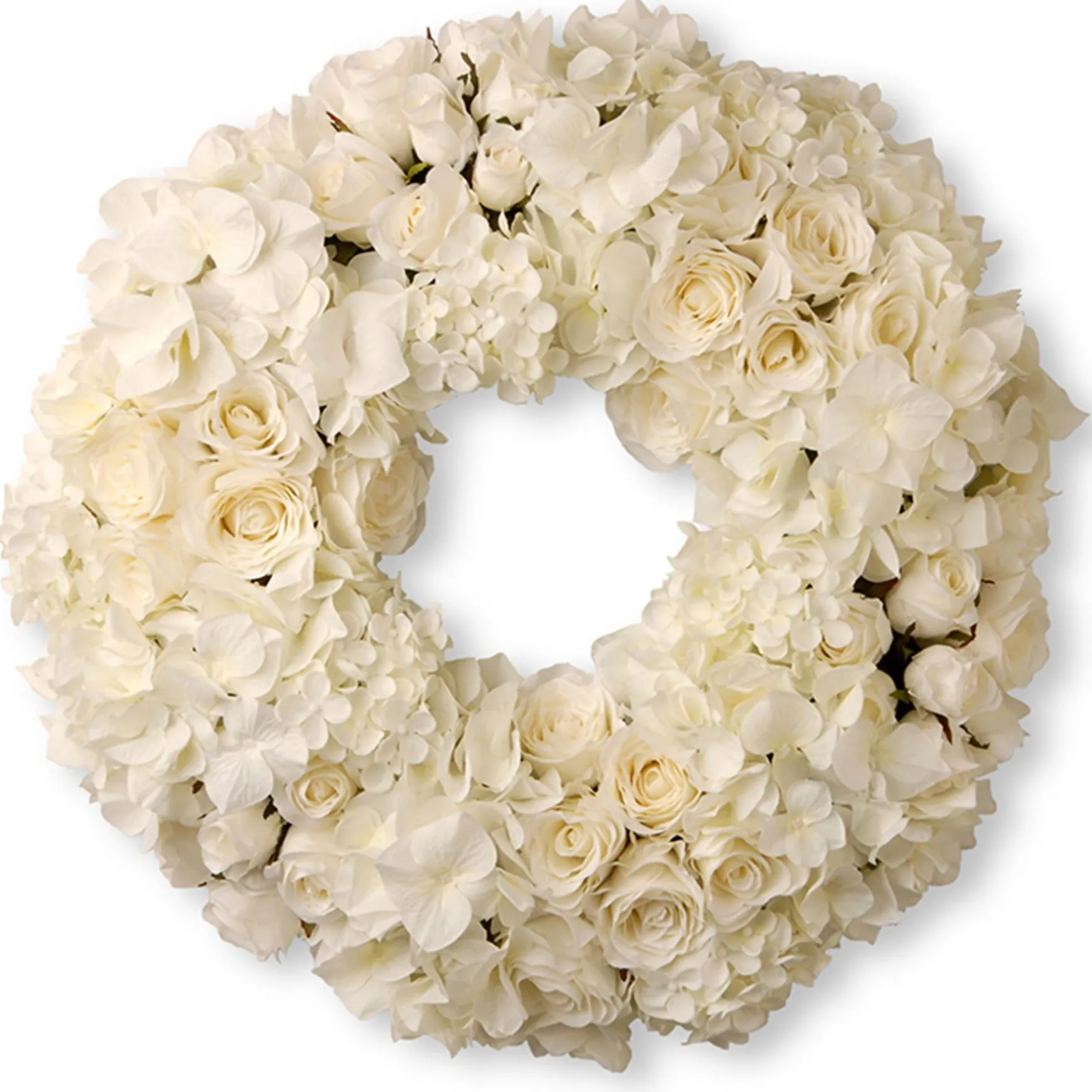 Outlet National Tree Company Artificial Floral Wreath, White, Decorated With Roses And Hydrangea Blooms, Valentine'S Day Collection, 18 Inches
