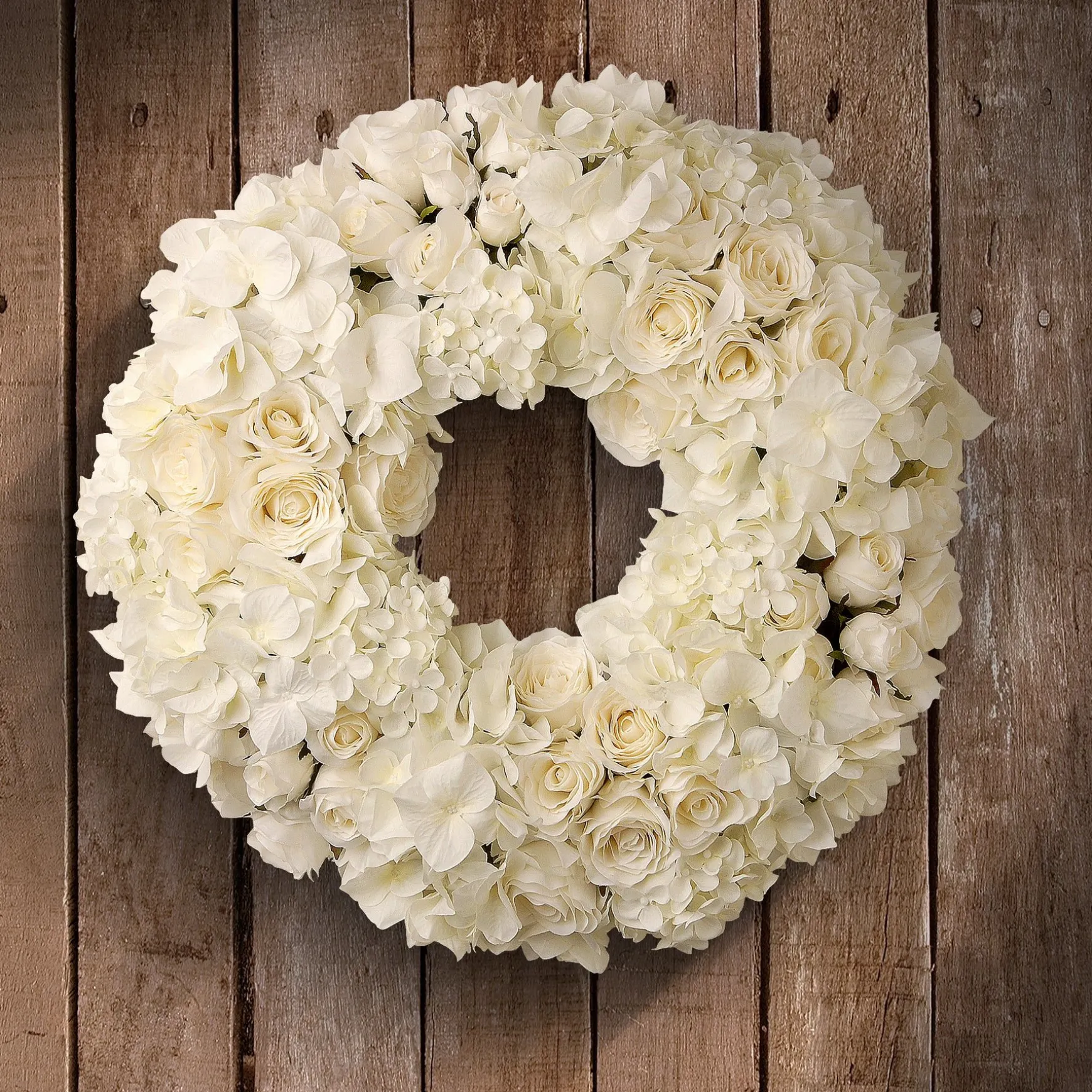 Outlet National Tree Company Artificial Floral Wreath, White, Decorated With Roses And Hydrangea Blooms, Valentine'S Day Collection, 18 Inches