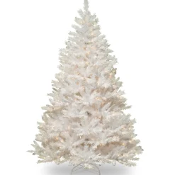 Best Sale National Tree Company Artificial Full Christmas Tree, White, Winchester Pine, Silver Glitter, White Lights, Includes Stand, 7.5 Feet