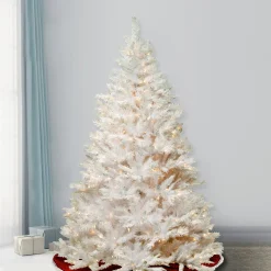 Best Sale National Tree Company Artificial Full Christmas Tree, White, Winchester Pine, Silver Glitter, White Lights, Includes Stand, 7.5 Feet