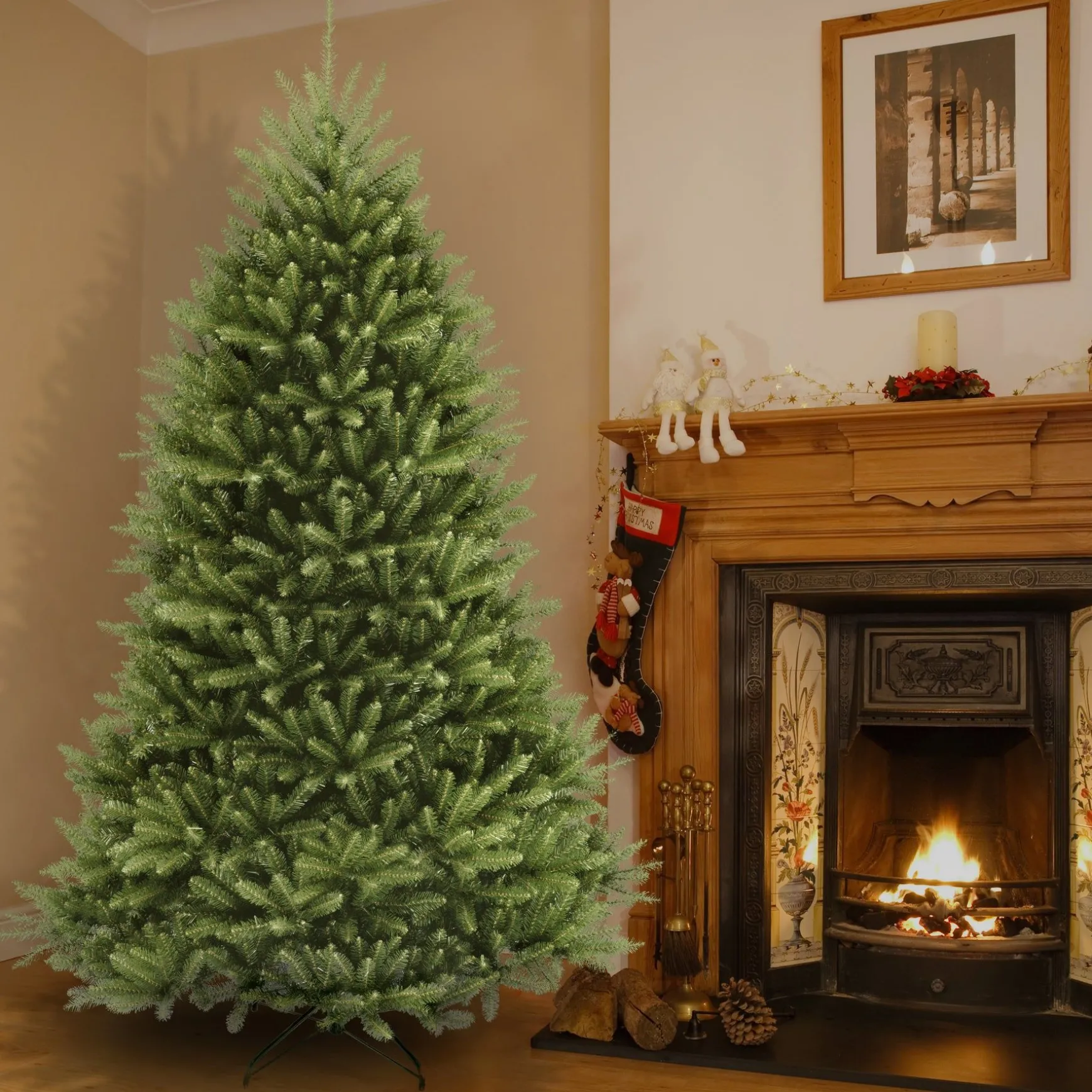 Store National Tree Company Artificial Full Christmas Tree, Green, Dunhill Fir, Includes Stand, 6.5 Feet