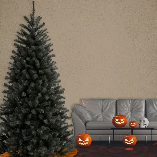 Clearance National Tree Company Artificial Full Christmas Tree, Black, North Valley Spruce, Includes Stand, 6.5 Feet