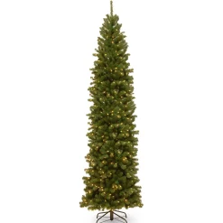 Flash Sale National Tree Company Artificial Giant Slim Christmas Tree, Green, North Valley Spruce, White Lights, Includes Stand, 10 Feet