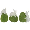 Fashion National Tree Company Artificial Green Moss Eggs, Includes White Bunnies, Set Of Three, Easter Collection, 7 Inches