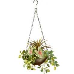 Outlet National Tree Company Artificial Hanging Basket, Decorated With Green Leaf Plants, Vines, Includes Brown Pot Base And Hanging Loop, Spring Collection, 9 Inches