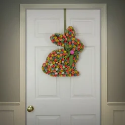 Outlet National Tree Company Artificial Hanging Bunny Silhouette, Decorated With Colorful Flower Blooms, Ribbon, Easter Collection, 18 Inches