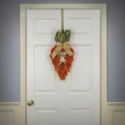 Online National Tree Company Artificial Hanging Carrot Decoration, Decorated With Orange Flower Blooms, Bunny, Leafy Greens, Includes Hanging Loop, Easter Collection, 24 Inches