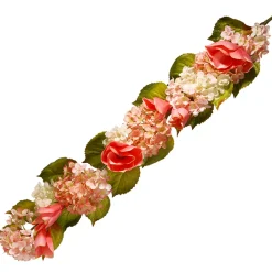 Hot National Tree Company Artificial Hanging Garland, Vine Stem Base, Decorated With White Hydrangea And Pink Rose Blooms, Leafy Greens, Spring Collection, 4 Feet