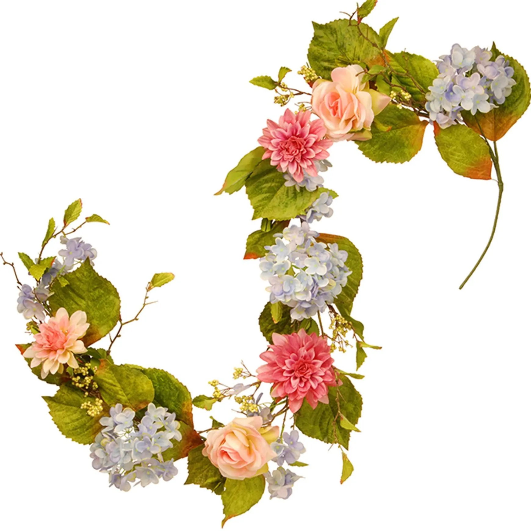 Hot National Tree Company Artificial Hanging Garland, Vine Stem Base, Decorated With Multicolor Hydrangea, Rose And Dahlia Blooms, Berry Clusters, Leafy Greens, Spring Collection, 70 Inches