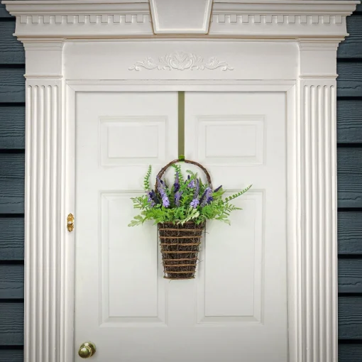 Shop National Tree Company Artificial Hanging Wall Basket, Wicker Base, Decorated With Astilbe Flowers, Ferns, Leafy Greens, Spring Collection, 20 Inches