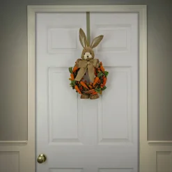 Best National Tree Company Artificial Hanging Wreath, Foam Ring Base, Decorated With Bunny, Carrots, Vines, Leafy Greens, Easter Collection, 20 Inches