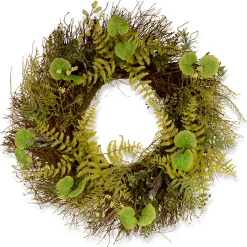 Cheap National Tree Company Artificial Hanging Wreath, Green, Woven Branch Base, Decorated With Fern Leaves, Lavender, Leafy Greens, Spring Collection, 24 Inches