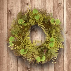 Cheap National Tree Company Artificial Hanging Wreath, Green, Woven Branch Base, Decorated With Fern Leaves, Lavender, Leafy Greens, Spring Collection, 24 Inches