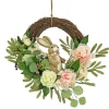 Cheap National Tree Company Artificial Hanging Wreath, Woven Branch Base, Decorated With Pastel Flower Blooms, Bunny, Leafy Greens, Easter Collection, 18 Inches
