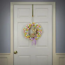 Online National Tree Company Artificial Hanging Wreath, Woven Branch Base, Decorated With Pastel Eggs, Ribbon, Bunny, Easter Collection, 16 Inches