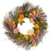 Clearance National Tree Company Artificial Hanging Wreath, Woven Branch Base, Decorated With Flower Blooms, Berry Clusters, Leaves, Spring Collection, 24 Inches