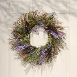 Best Sale National Tree Company Artificial Hanging Wreath, Woven Vine Base, Decorated With Mixed Leaves, Seed Pods, Spring Collection, 22 Inches