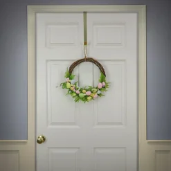 Best Sale National Tree Company Artificial Hanging Wreath, Woven Branch Base, Decorated With Pastel Eggs, Fern Fronds, Flower Blooms, Easter Collection, 16 Inches