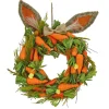 Clearance National Tree Company Artificial Hanging Wreath, Foam Ring Base, Decorated With Bunny Ears, Carrots, Leafy Greens, Includes Hanging Loop, Easter Collection, 21 Inches