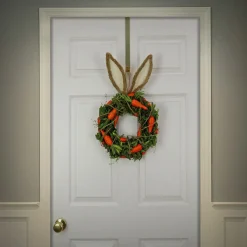 Clearance National Tree Company Artificial Hanging Wreath, Foam Ring Base, Decorated With Bunny Ears, Carrots, Leafy Greens, Includes Hanging Loop, Easter Collection, 21 Inches