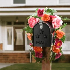 Shop National Tree Company Artificial Mailbox Decoration, Decorated With Multicolor Peony Blooms, Ivy, Leaves, Spring Collection, 36 Inches