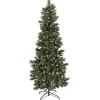 Cheap National Tree Company Artificial Meadowlark Pencil Hinged Christmas Tree, Pre-Lit With Clear Incandescent Lights, Plug In, 6.5 Ft