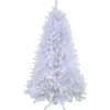Clearance National Tree Company Artificial Millville White Hinged Christmas Tree, Pre-Lit With Powerconnect Warm White Led Lights, Plug In, 7.5 Ft