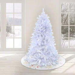 Clearance National Tree Company Artificial Millville White Hinged Christmas Tree, Pre-Lit With Powerconnect Warm White Led Lights, Plug In, 7.5 Ft