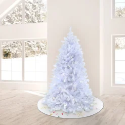 Shop National Tree Company Artificial Millville White Hinged Christmas Tree, Pre-Lit With Powerconnect Dual Colored Led Lights, Plug In, 9 Ft