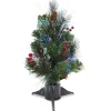 Best Sale National Tree Company Artificial Mini Christmas Tree, Green, Crestwood Spruce, Fiber Optic, Decorated With Pine Cones, Berry Clusters, Frosted Branches, Includes Stand, 18 Inches