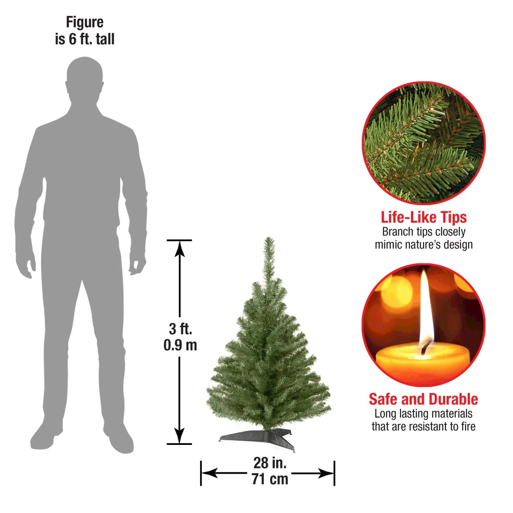 Hot National Tree Company Artificial Mini Christmas Tree, Green, Kincaid Spruce, Includes Stand, 3 Feet