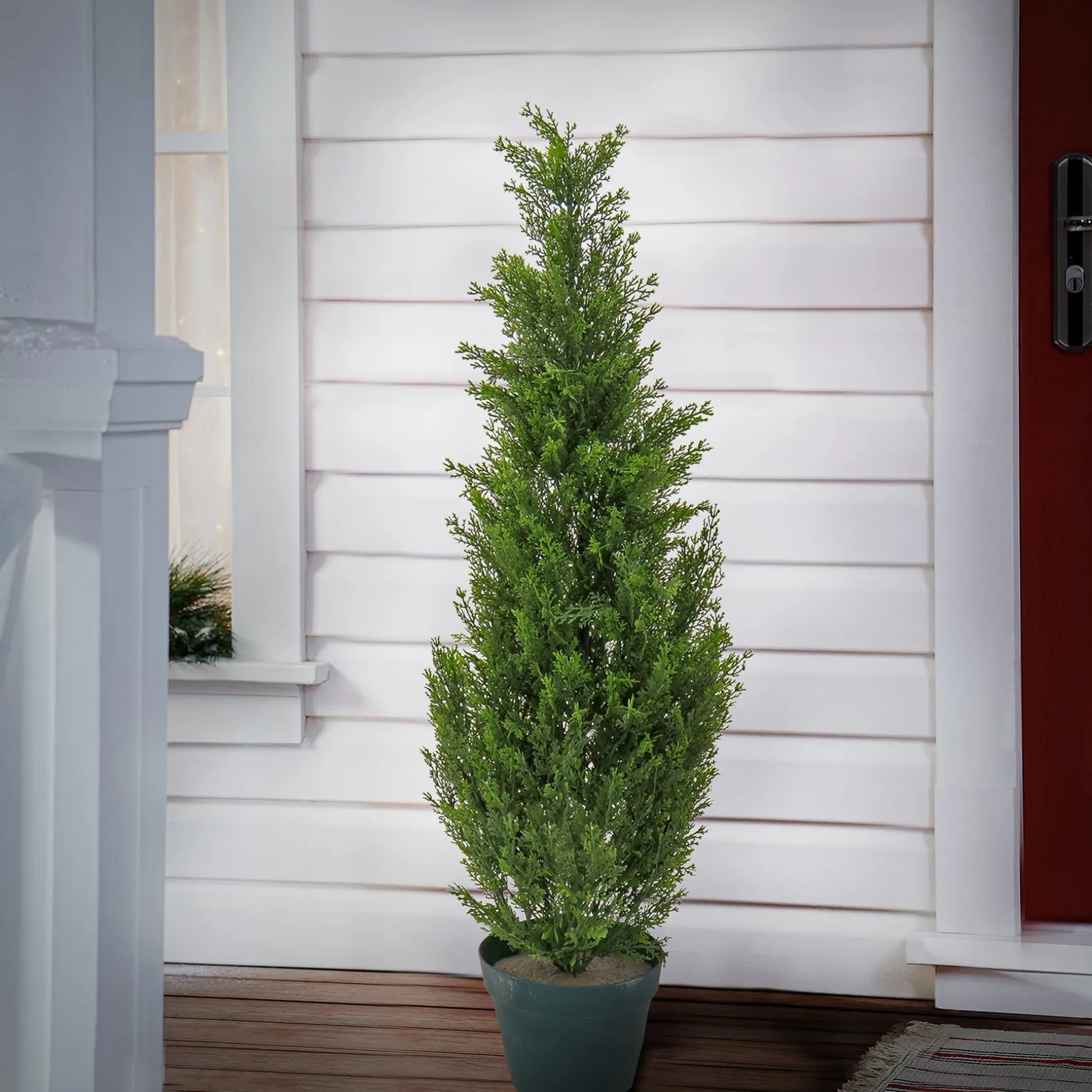 Clearance National Tree Company Artificial Mini Tree Decoration, Cedar, Includes Green Pot Base, Spring Collection, 38 Inches