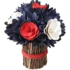 Discount National Tree Company Artificial Patriotic Floral Bundle Blue Decorated With Red And White Flower Blooms Blue Petals Includes Twig Branch Base Fourth Of July Collection 9 Inches