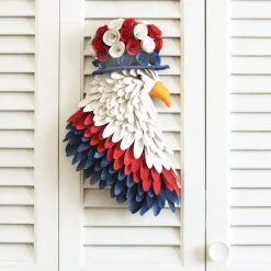 Cheap National Tree Company Artificial Patriotic Hanging Eagle Decoration Foam Base Decorated With Red White And Blue Wood Cuts And Flower Blooms 4Th Of July Collection 14 Inches