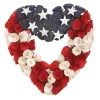 Hot National Tree Company Artificial Patriotic Hanging Heart Wreath, Wooden Base, Decorated With Red, White And Blue Flowers, 4Th Of July Collection, 15 Inches