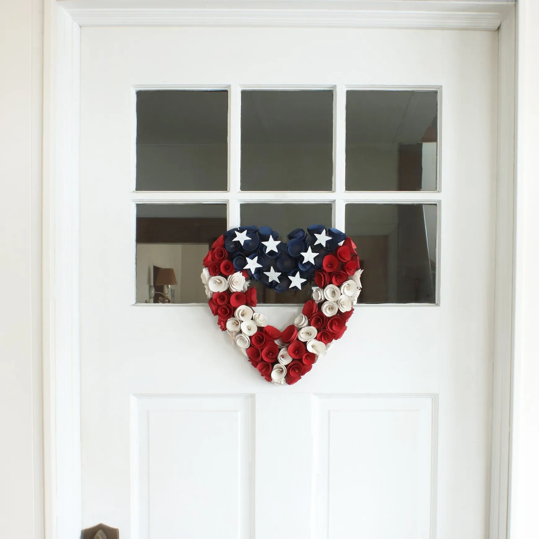 Hot National Tree Company Artificial Patriotic Hanging Heart Wreath, Wooden Base, Decorated With Red, White And Blue Flowers, 4Th Of July Collection, 15 Inches