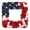 Hot National Tree Company Artificial Patriotic Hanging Square Wreath Wooden Base Decorated With Red White And Blue Flowers Stars 4Th Of July Collection 22 Inches