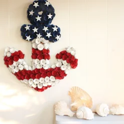 Outlet National Tree Company Artificial Patriotic Wreath Decoration Blue Cross Shape Decorated With Red White And Blue Flower Blooms White Stars Fourth Of July Collection 20 Inches